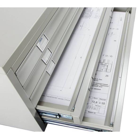 Шкаф металлический картотечный (картотека) для чертежей ПРАКТИК A1-05/0 (база), А1, 5 ящиков, 466x1010x691 мм