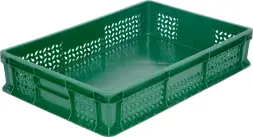 Ящик пластиковый перфорированный, 600×400×120 мм, 22 л, зелёный [704.02.02 м]