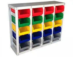 Стеллаж с направляющими Стелла-техник V3-20 стационарный, односторонний, 20 ячеек с ящиками