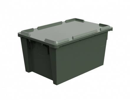Ящик пластиковый поворотно-вкладываемый с зацепами для пакетов, 600х400х300 мм, зеленый [12.480.70 (KD6430.2)]