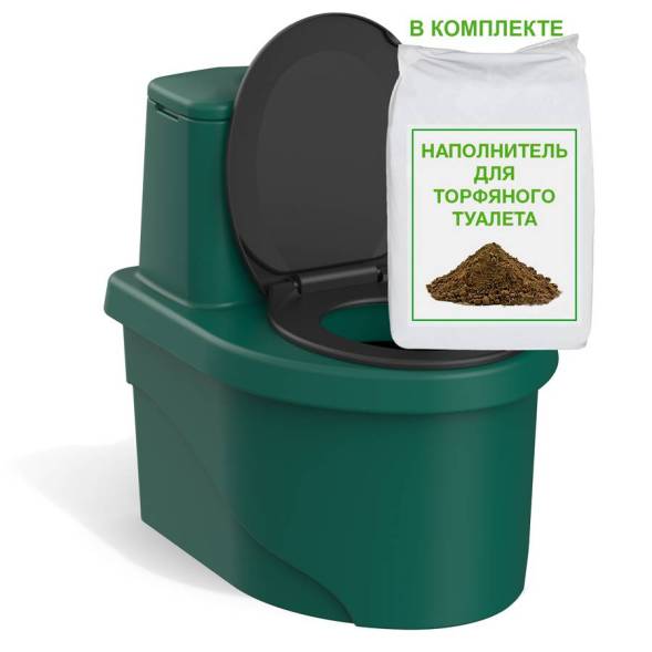 Торфяной биотуалет «РОСА» зеленого цвета