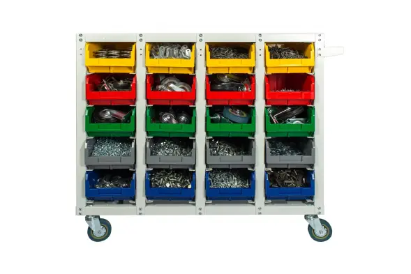 Стеллаж с направляющими мобильный, односторонний, Стелла-техник V3-20-125-И 20 ячеек, грузоподъемность 350кг