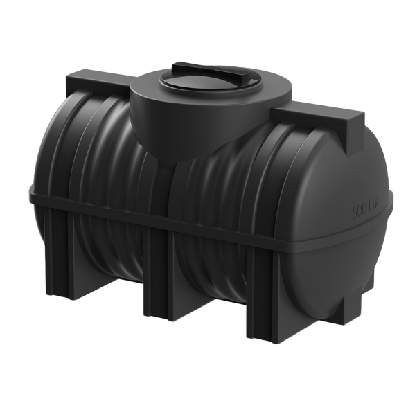 Емкость пластиковая горизонтальная для хранения воды и дизельного топлива, 500 л, черный [TG500S1]