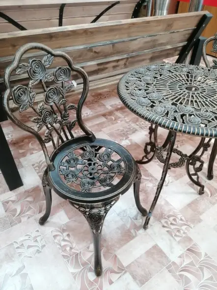 Алюминиевый набор для террасы «Розы» – столик и 2 кресла