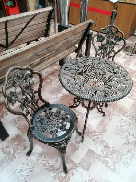 Алюминиевый набор для террасы «Розы» – столик и 2 кресла