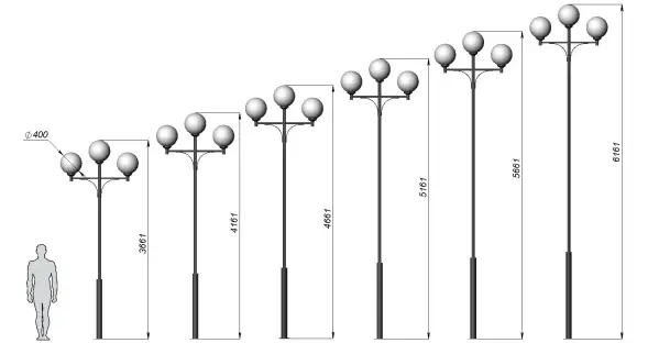 Стальной фонарный столб Т-17-3 со светильниками 6,161 м