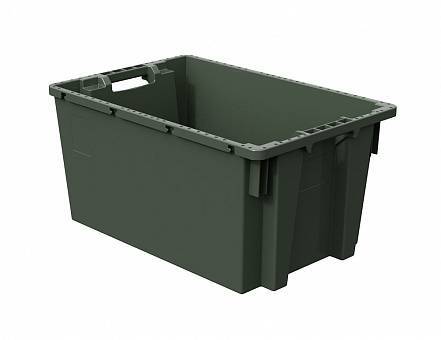 Ящик пластиковый поворотно-вкладываемый универсальный с зацепами, 600х400х300 мм, зеленый [12.480.PE.70 (KD6430.2)]