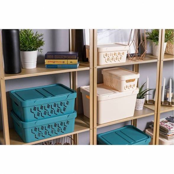 Ящик с крышкой универсальный Deluxe, 12л, серый