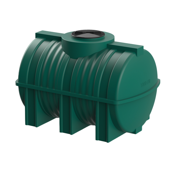 Емкость пластиковая горизонтальная для хранения воды и дизельного топлива, 1000 л, зеленый [TG1000S2]