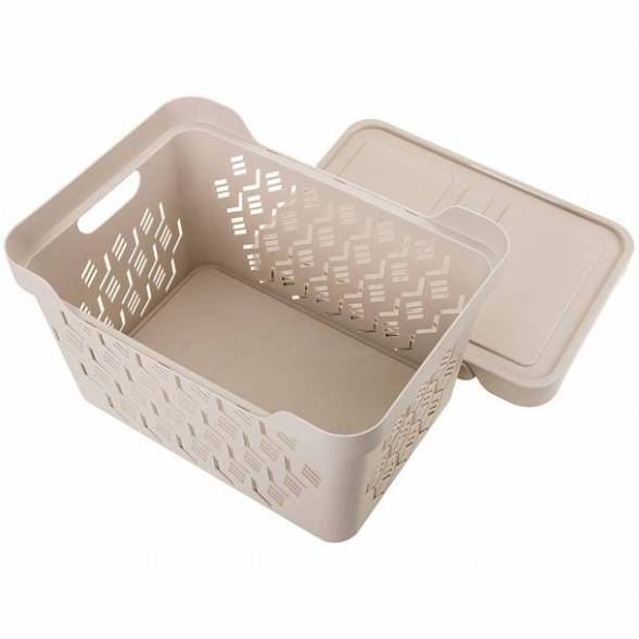 Ящик с крышкой универсальный Deluxe, 18л, светло-бежевый