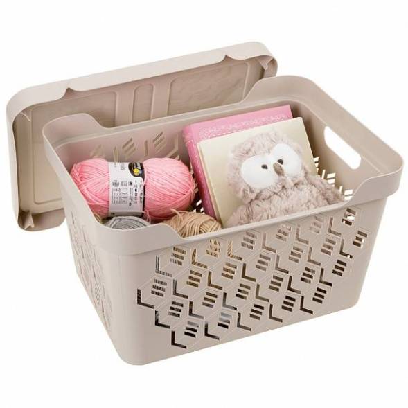 Ящик с крышкой универсальный Deluxe, 18л, светло-бежевый