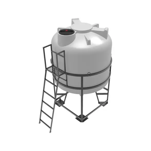 Емкость ЦКТ 5000 л с патрубком 160мм белая в обрешетке с лестницей
