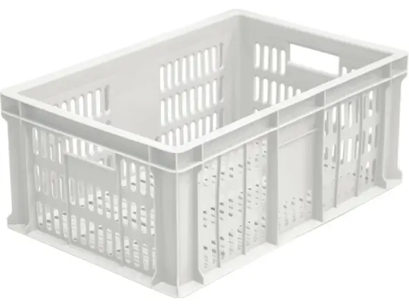Ящик пластиковый перфорированный, 600x400x250 мм, 46 л, белый [201]