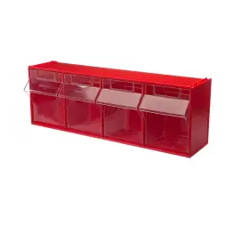 Короб откидной Стелла-техник F-600-4 , 600х178х206мм, 4 ячейки, красный, прозрачный