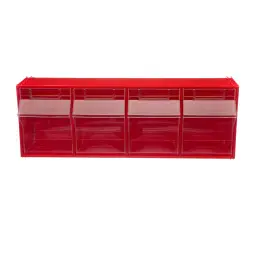 Короб откидной Стелла-техник F-600-4 , 600х178х206мм, 4 ячейки, красный, прозрачный