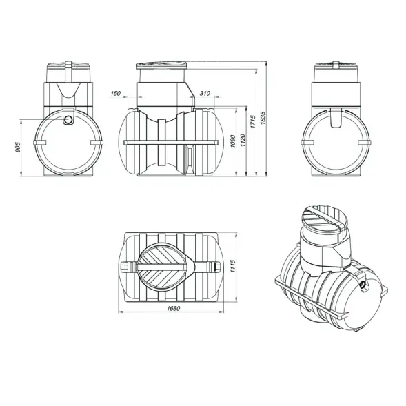 Емкость подземная U 1250 черный