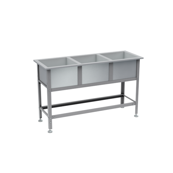 Ванна моечная из нержавеющей стали 3 раковины 870x1490x530 [16827]