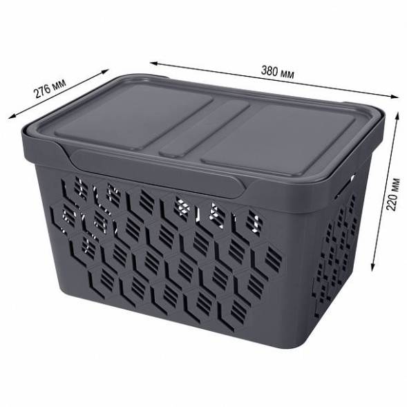 Ящик с крышкой универсальный Deluxe, 18л, серый