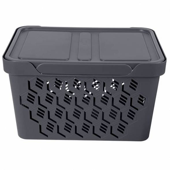 Ящик с крышкой универсальный Deluxe, 18л, серый
