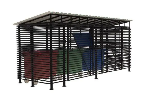 Контейнерная площадка для ТБО «МАФ - 5» (с хозблоком) 8,5 м (5 контейнеров)