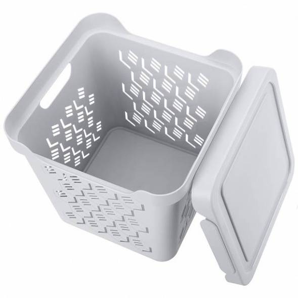 Ящик с крышкой универсальный Deluxe, 286x286x286 мм, 18л, светло-серый