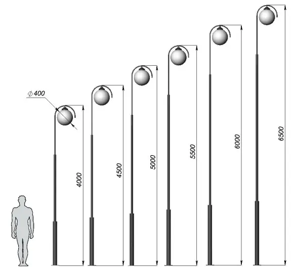 Стальной фонарный столб Т-23 со светильником 5,0 м