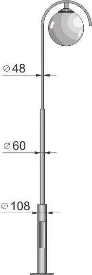 Стальной фонарный столб Т-23 со светильником 5,0 м
