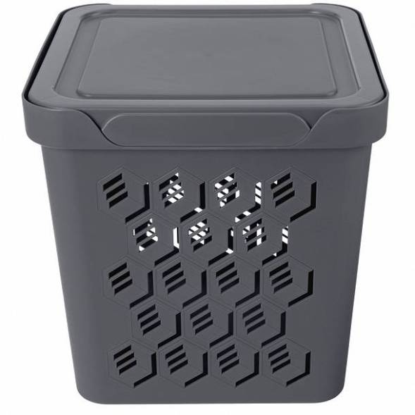 Ящик с крышкой универсальный Deluxe, 286x286x286 мм, 18л, серый