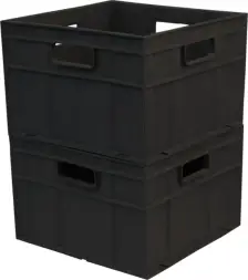 Ящик пластиковый сплошной, 420x420x292 мм, 51.51 л, черный [309]