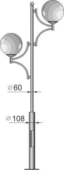 Стальной фонарный столб Т-29 со светильником 5,130 м