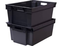 Ящик пластиковый сплошной, 600х400х250 мм, черный [125-2]