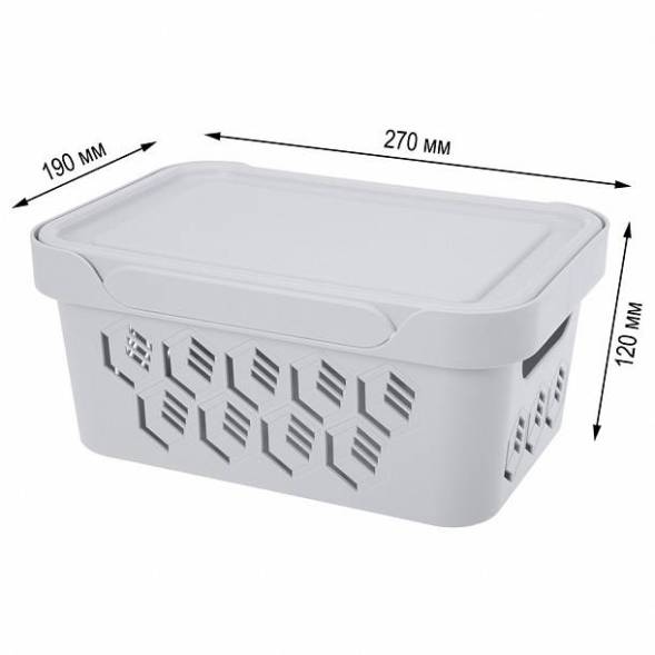 Ящик с крышкой универсальный Deluxe, 4,6л, светло-серый