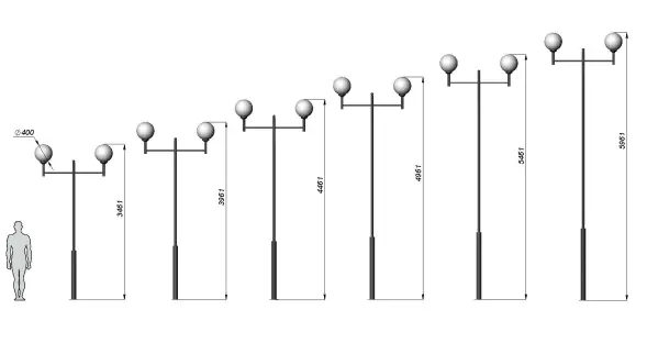 Стальной фонарный столб Т-30-2 со светильниками 4,961 м
