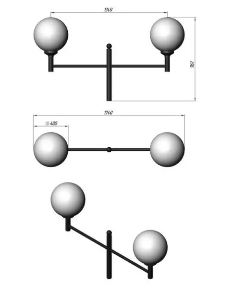 Стальной фонарный столб Т-30-2 со светильниками 4,961 м