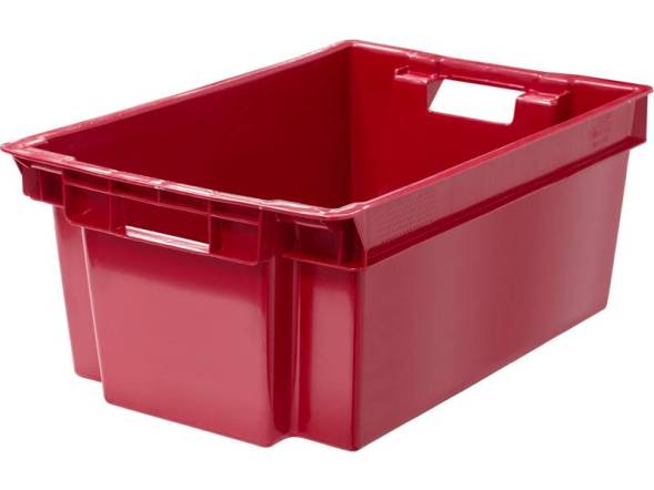 Ящик пластиковый сплошной, 600х400х250 мм, бордовый [125-2]