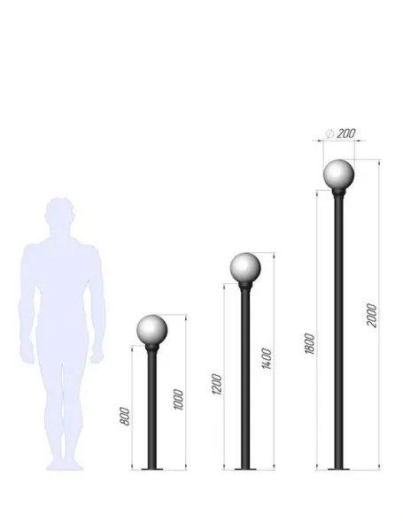 Столбик Т-01 со светильником 2,0 м