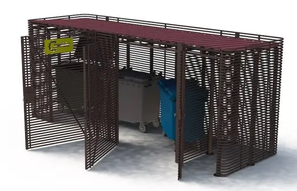 Контейнерная площадка для ТБО «МАФ - 6» с хозблоком 8,8 м (5 контейнеров)