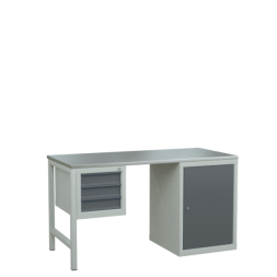 Верстак 1500 с подвесной тумбой и тумбой с полками [9533]