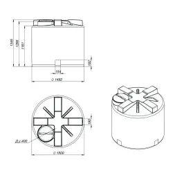 Емкость T 2000л под плотность до 1.2 г/см³ синяя