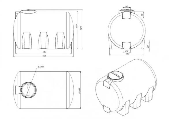 Емкость H 2000л зеленая с откидной крышкой