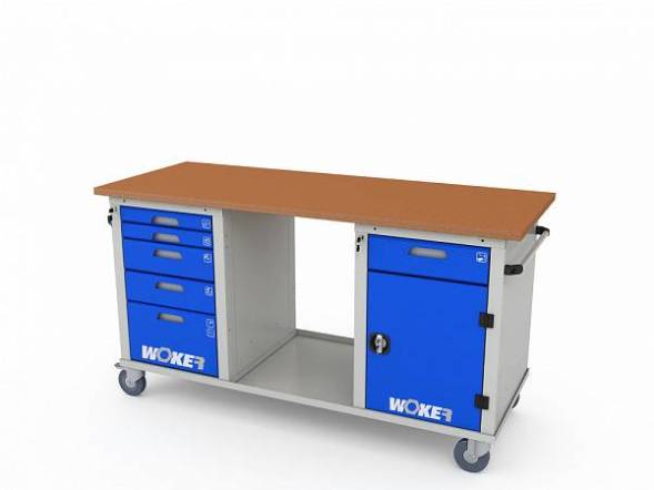 Верстак ДВК мобильный с 3 тумбами WOKER PRO 3502.1800