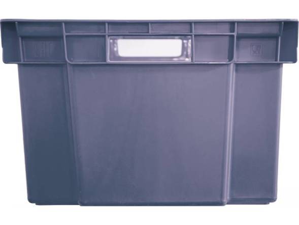 Ящик пластиковый сплошной, 600х400х250 мм, серый [125-2]