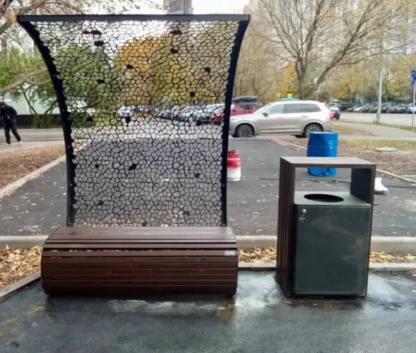 Скамейка стальная с навесом «Филигран Волна»