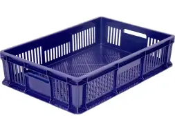 Ящик пластиковый перфорированный, 600x400x140 мм, 27 л, синий [705.01.03]