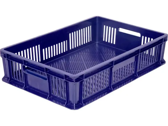 Ящик пластиковый перфорированный, 600x400x140 мм, 27 л, синий [705.01.03]