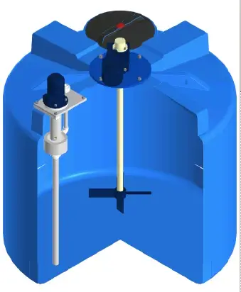 Емкость Т 2000 синий под плотность 1,5 с лопастной мешалкой и насосом МАГНА 5