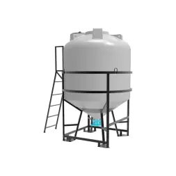 Емкость ЦКТ 5000 л с патрубком 160мм с фланцем под плотность до 1,5 г/см3 белая в обрешетке с лестницей