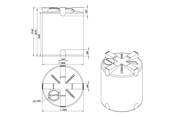 Емкость T 5000л зеленая с откидной крышкой