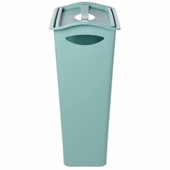 Корзина для белья с поворотной крышкой узкая, светло-голубая