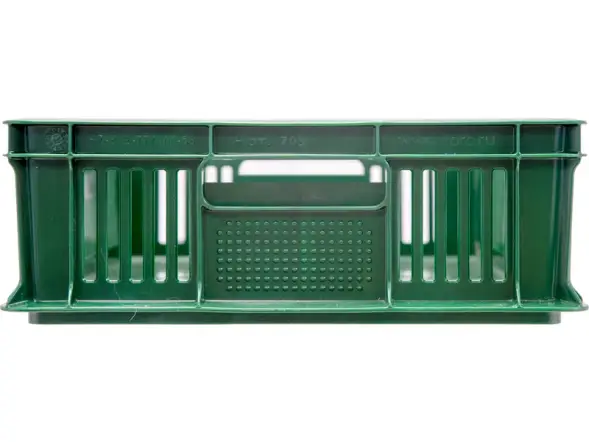 Ящик пластиковый перфорированный, 600×400×140 мм, 27 л, зелёный [705.01.03]